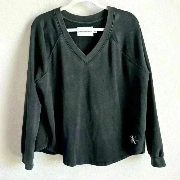 Calvin Klein Jeans Charcoal Black Pullover Sweater Size L - Picture 1 of 10